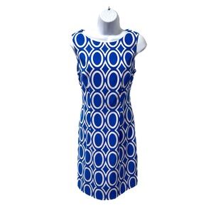 Alyx Dress 8 Blue and White contemporary retro geometric sheath sleeveless